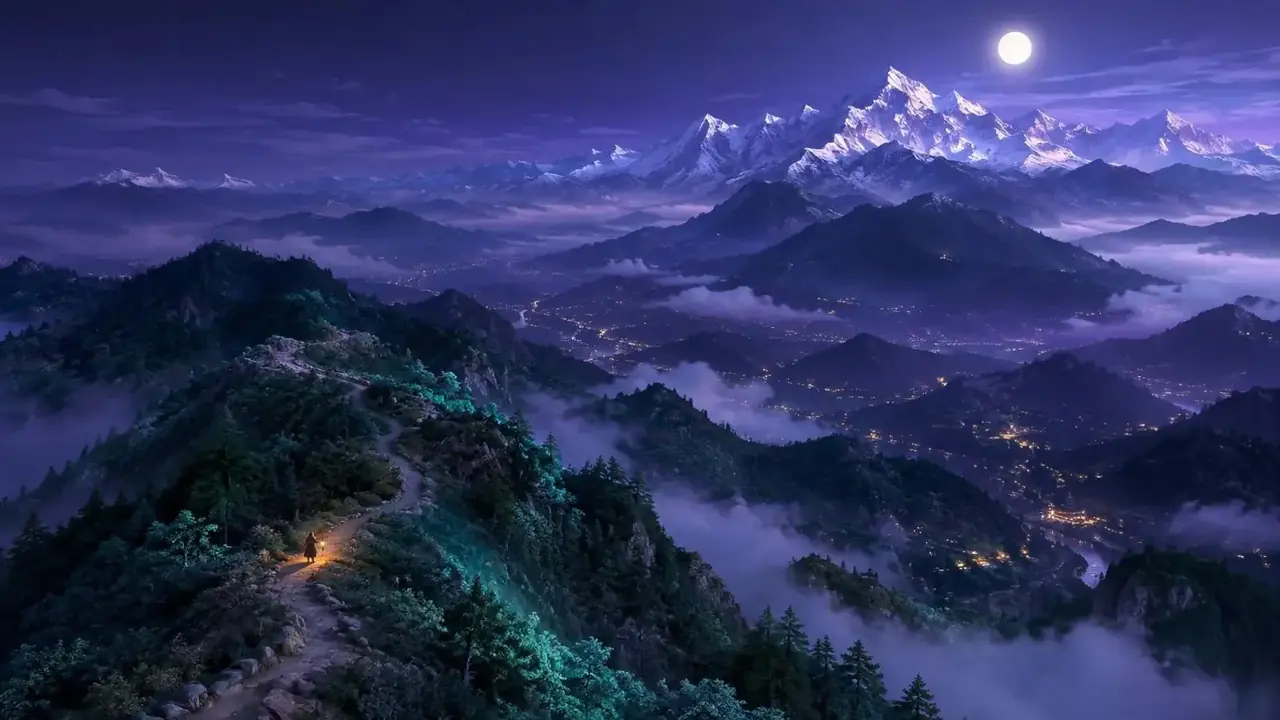 《提灯找人》首屏插画：九条山路
